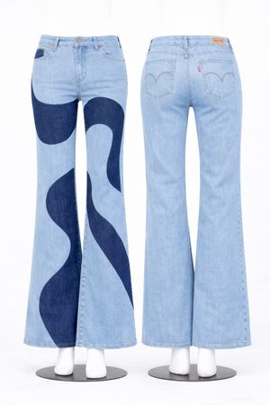 CR1271 Upcycled Wave-Panel Flare Jeans