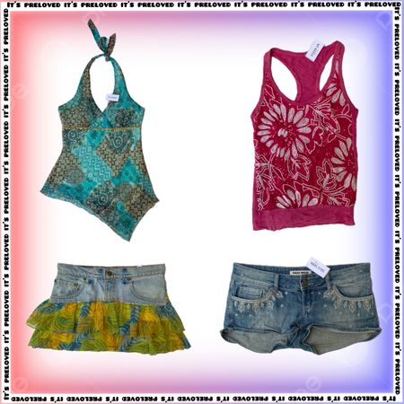 Low Rise Love Story Set - tops, denim jeans and skirts (SS-1950)