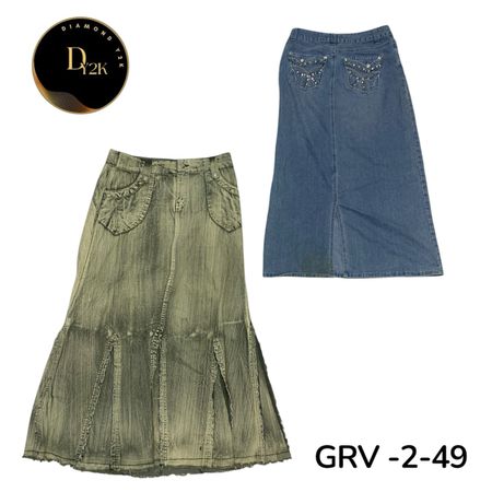 Jupe longue en denim – Vêtement décontracté vintage et tendance (GRV-2-49)
