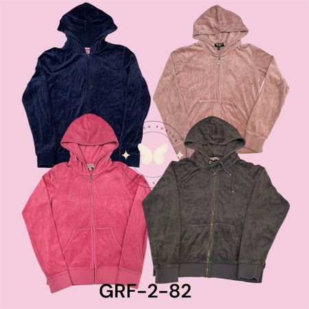 Moletom com zíper de veludo para mulheres Juicy Couture – Logo Clássico (GRF-2-82)