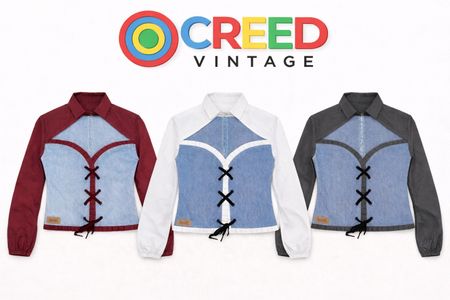 CR1288 Upcycle Denim Corset Collar Top