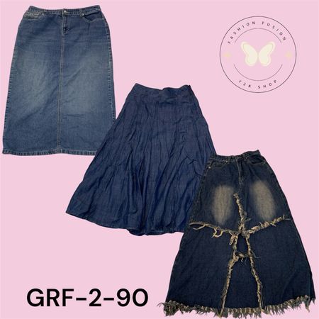A-Line Full Length Denim Maxi Skirt (GRF-2-90)