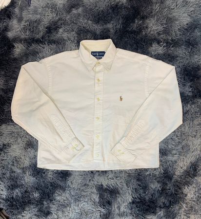 Upcycled Ralph Lauren Plain White Crop Tops
