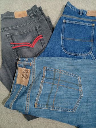 #242 Pantalones de mezclilla anchos para hombre estilo hip-hop