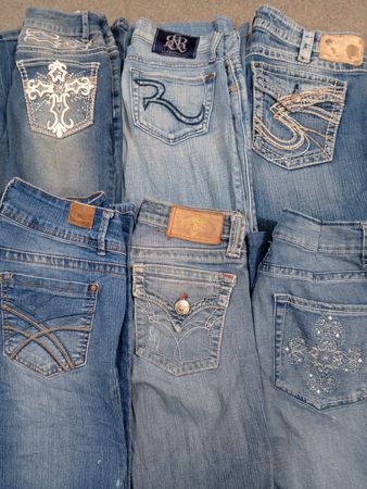 Jeans de campana embellecidos HD1354 para mujeres Y2K
