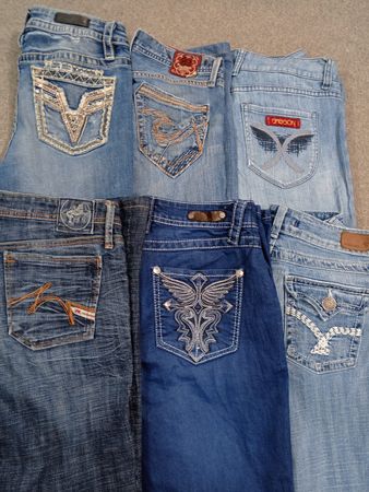 HD1350 Ladies Y2K Embellished Flared Jeans