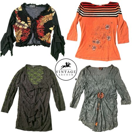 Y2K Night Style Full Sleeves Blouses: 8 Pcs M-3