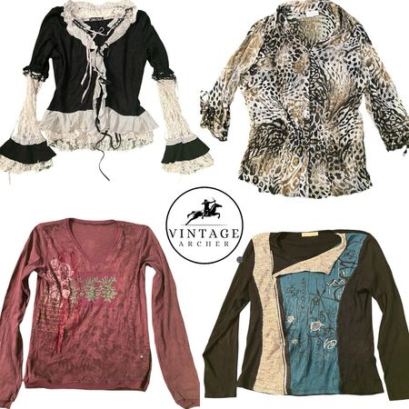 Y2K Glamours Full Sleeves Blouses: 8 Pcs M-4