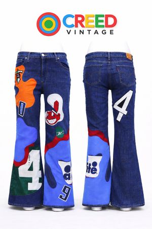 CR1303 Reworked Varsity Patch Flare Jeans