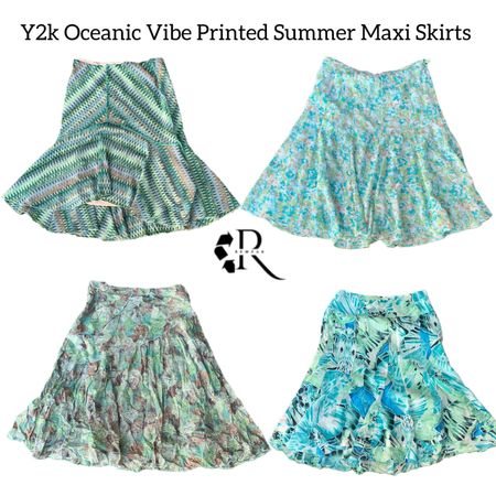 Y2K Oceanic Vibe Printed Summer Maxi Skirts RW-1556