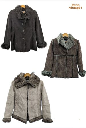 💥 RV2128 Casacos de Couro Cabeludo em Suede