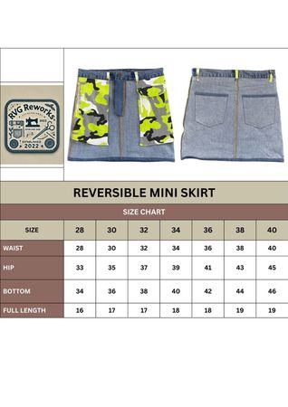 Upcycled Denim Cargo Camo Minirock