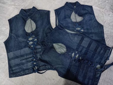 CR6577 Upcycled Denim Vest