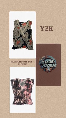 Y2K Monochrome Poly Blouse