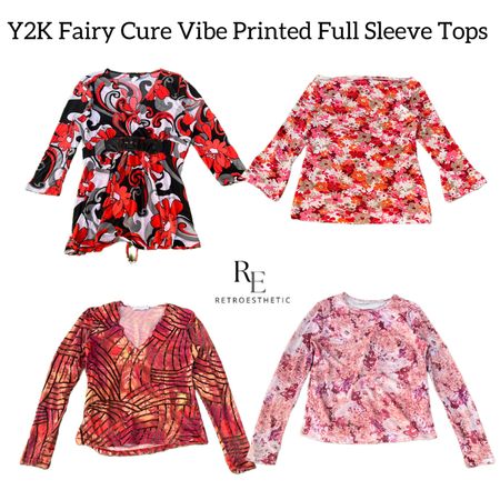 Y2K Fairycore Vibe Imprimé Manches Entières Tosp RE-2773