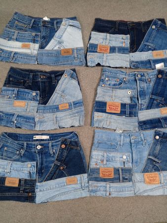 HD1357 Ladies Upcycled Levi's Belted Skirts