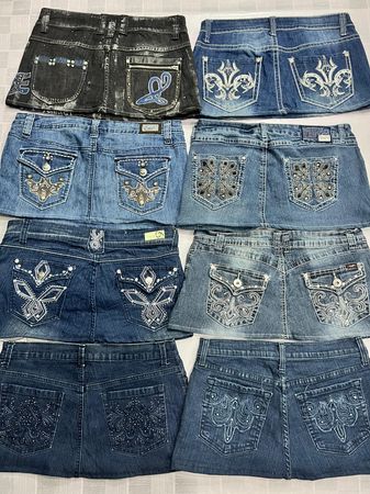 R416 Upcycled Ladies Embellished Y2k Mini Skirts