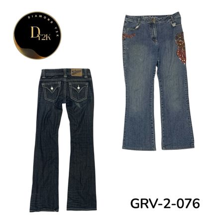 ( 	Jean évasé classique – Esthétique rétro Y2K GRV-2-076)