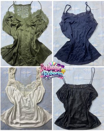 Y2K Vintage Satin Cami Top Bundle – Elegant Neutral Mix | VR-225