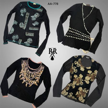 Y2K All Black Rave Full Sleeve Tops (AA-778)