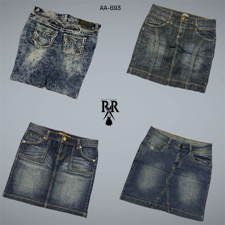 Y2K IT Girl Denim Midi Mix Skirts (AA-693)