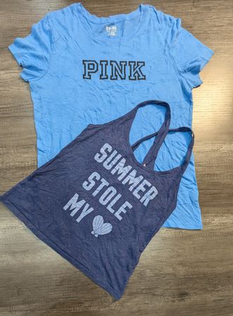 3624 - Pink, Victoria's Secret Pink Muscle Tank, Half Sleeves T-Shirts