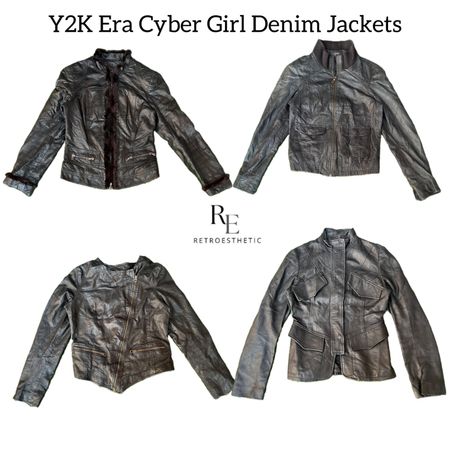 Veste en cuir de fille cyber de l'ère Y2K RE-2785