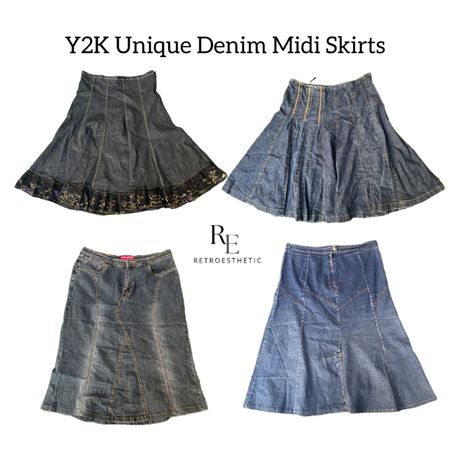 Y2K Unique Denim Midi Skirts RE-2789