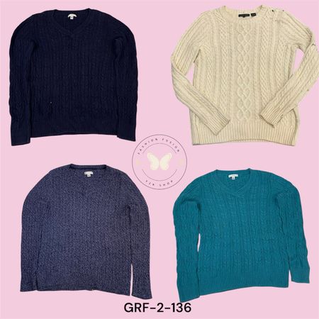 Classic Cable Knit Crewneck Sweater – Cozy Cold Weather Essential  (GRF-2-136)