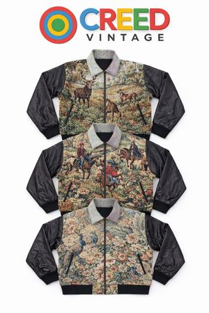 CR1336  Upcycled Tapestry Bomber Jacket