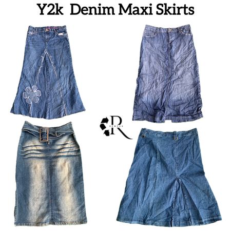 Y2K Denim Maxi Skirts RW-1589