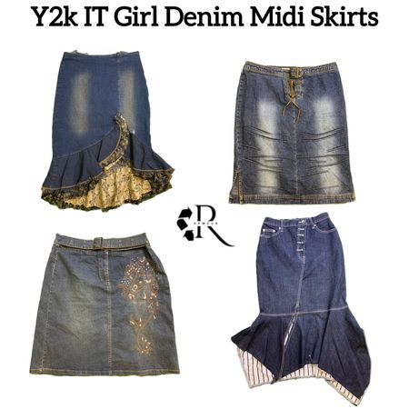 Y2K IT Girl Denim Midi Skirts RW-1590