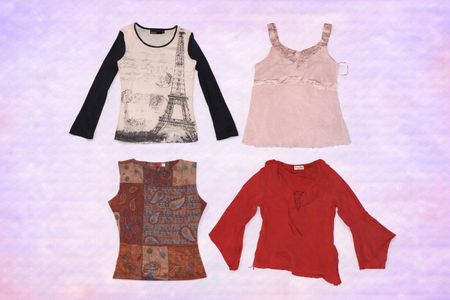 Vintage Y2K Women’s Tops Mix – Printed, Patchwork & Statement Styles