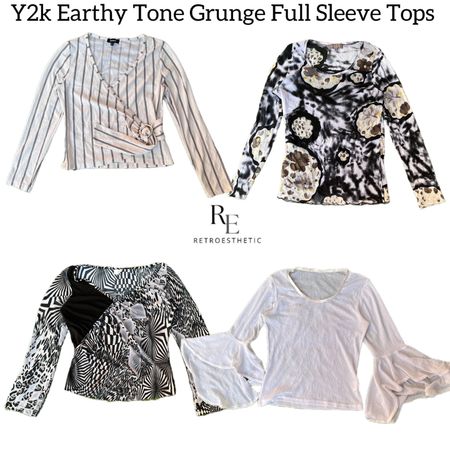 Tops de Manga Longa Grunge em Tons Terrosos Y2K RE-2802