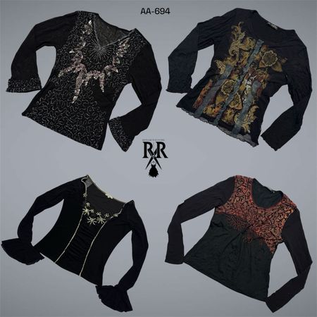 Y2K Black Gothic Full Sleeve Tops (AA-694)
