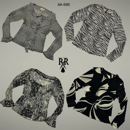 Y2K Iconic Black & White Mix Printed Full Sleeve Tops (AA-695)