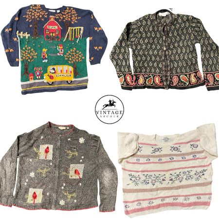 Tricot rétro Thème Oiseaux & Fleurs : 10 PCS (S-9)