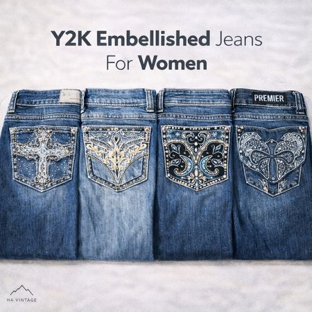 Jean femme bootcut embellis Y2K
