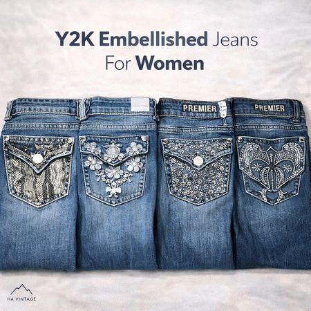 Y2K Bootcut Embellished Women Jeans