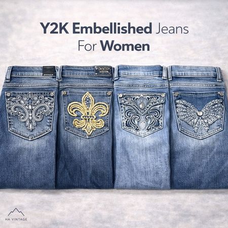 Y2K Bootcut Embellished Women Jeans