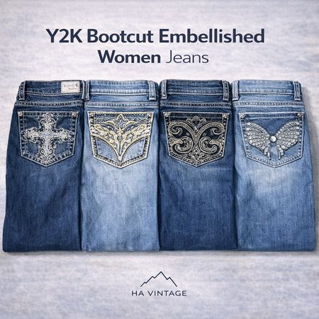 Y2K Bootcut Embellished Women Jeans