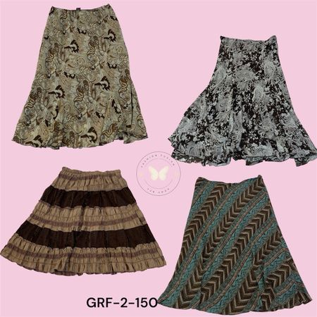 Brown Floral Printed Poly Skirt (GRF-2-150)