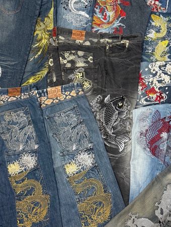 Japanese embroidery jeans