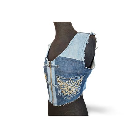 UPCYCLING DENIM REISSVERSCHLUSS-WESTE