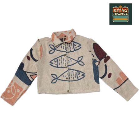 Upcycled Tapestry Front Button Jacket