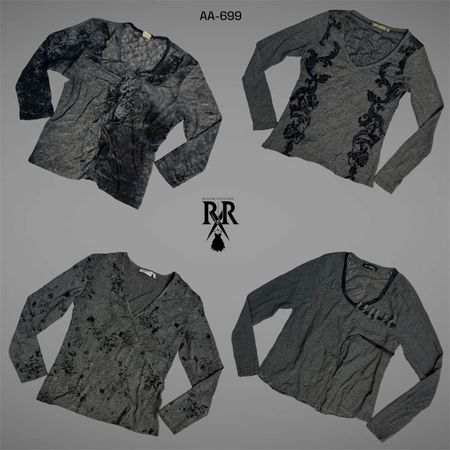 Y2K Dark Academia Misty Grey Full Sleeve Tops (AA-699)