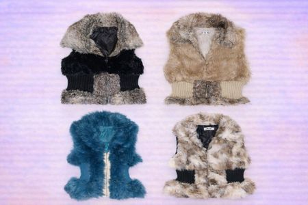 Vintage  Fur Waistcoat Mix – Y2K Winter Statement Vests