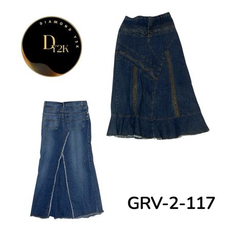 Y2K Long Denim Skirt – Vintage Inspired High Waist Maxi (GRV-2-117)