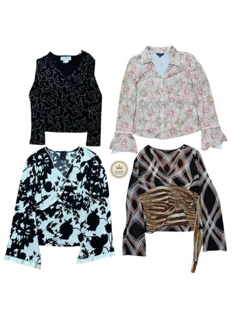 Y2K Long Sleeve Ruffle Tops