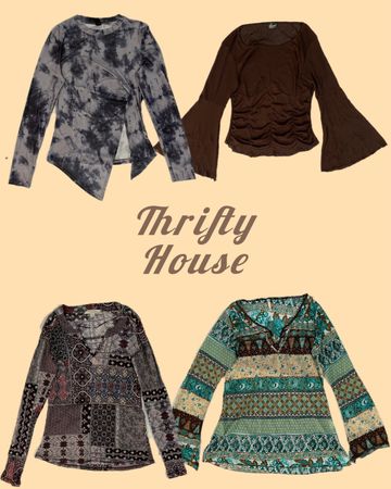 Plus Size: Soft Grunge Y2K Neutrals Tops(TH/225)